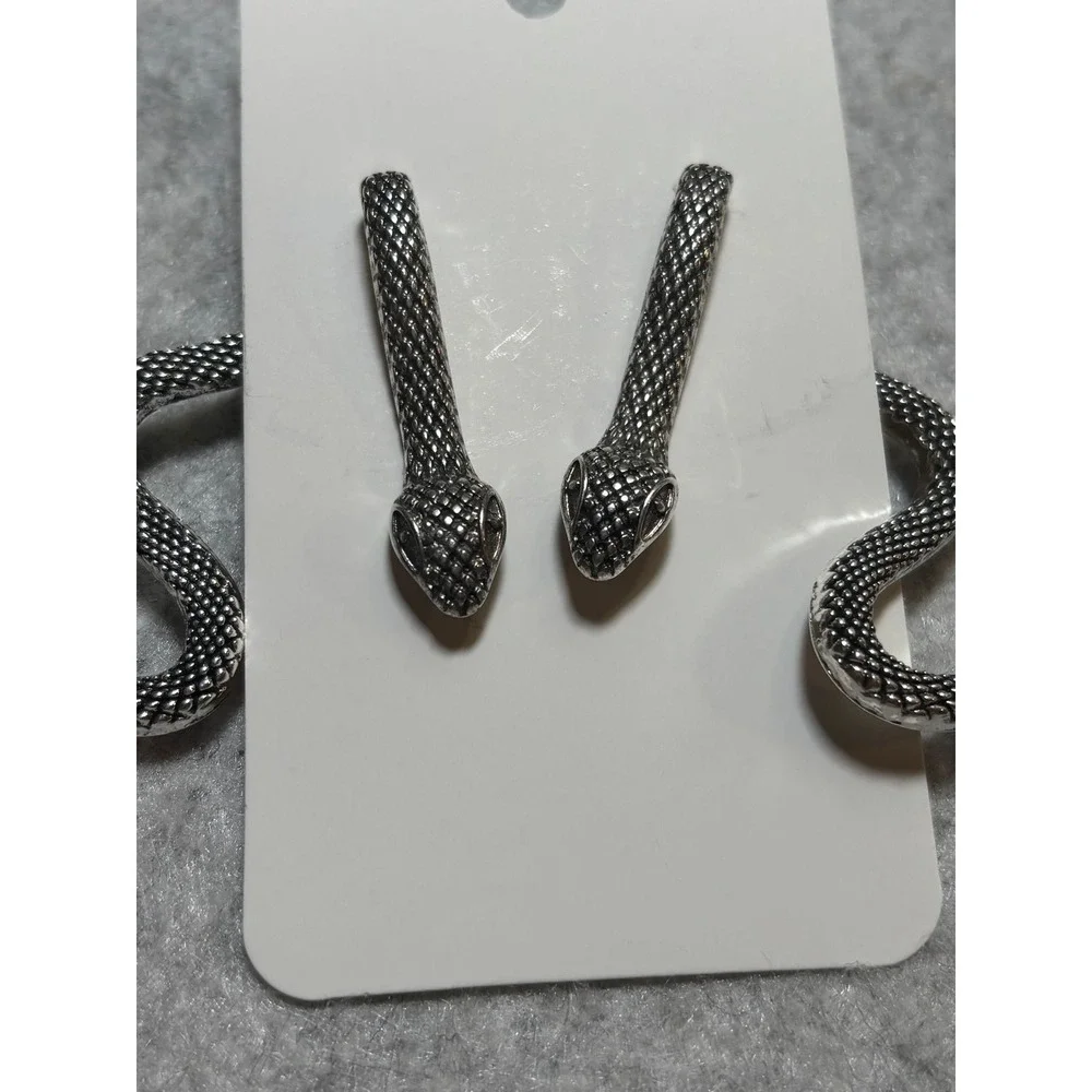 #52. Silver-colored Snake Jacket Earrings